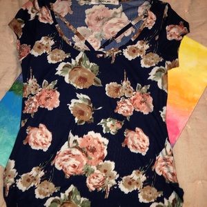 Floral Blue & Pink Shirt